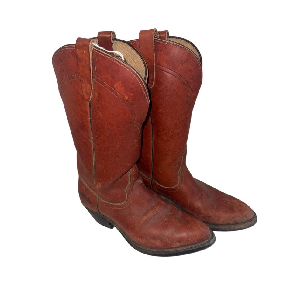 VINTAGE GOLDEN RETRIEVERS leather western rancher rodeo cowboy boots 7